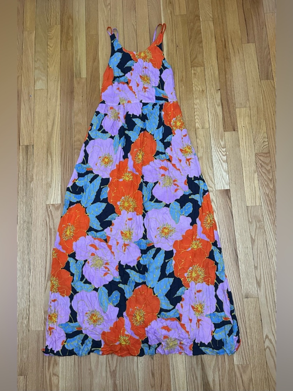 LOFT Floral Maxi Dress in Black, Orange, Pink